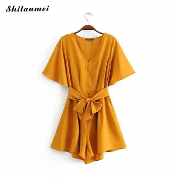 Sexy Women Yellow Boho V-Neck Rompers Fashion Ladies Elegant Bodycon Jumpsuit Playsuit Femme Casual Short Romper 2019
Sexy Women Yellow Boho V-Neck Rompers Fashion Ladies Elegant Bodycon Jumpsuit Playsuit Femme Casual Short Romper 2019