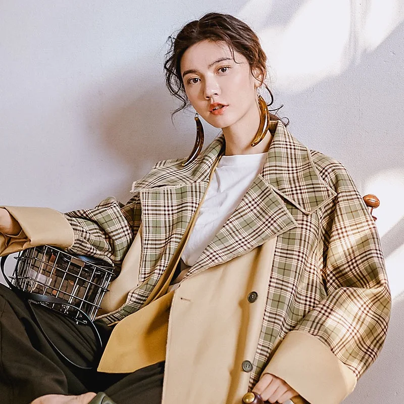 2019 Spring Original Design Gloria&Grace Kaki Plaid Pattern Print Casual Oversize England Style Long Trench Coat Outerwear
2019 Spring Original Design Gloria&Grace Kaki Plaid Pattern Print Casual Oversize England Style Long Trench Coat Outerwear