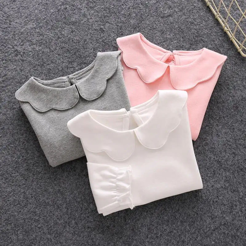 2018 Осенние футболки для девочек белая футболка с длинными рукавами рубашки