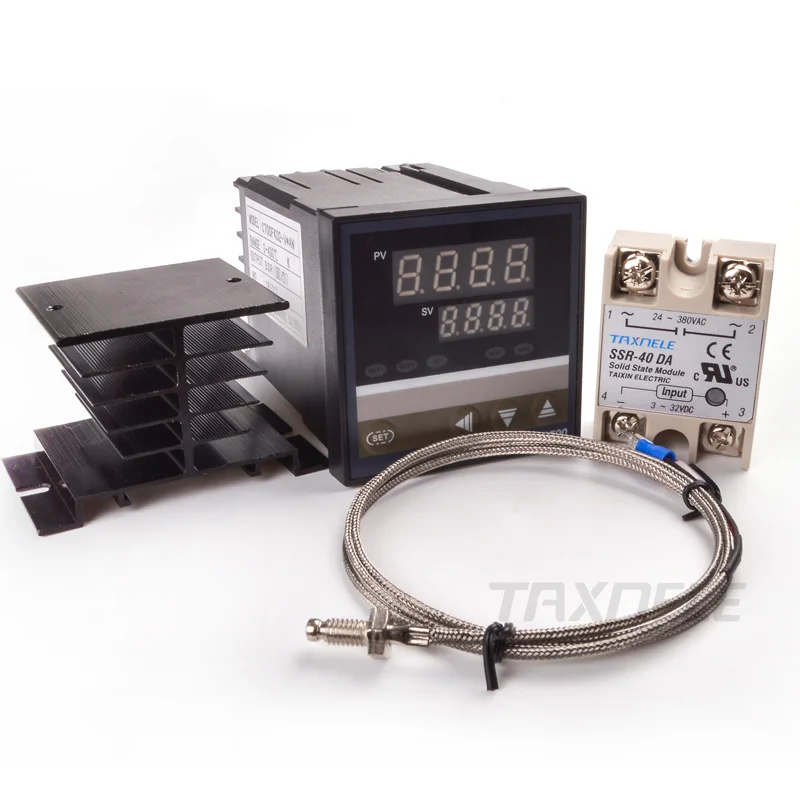 Digital PID REX-C700 Temperature Controller + SSR Relay 40A + K Thermocouple + Heat Sink ,PID Controller Thermostat SSR Output
Digital PID REX-C700 Temperature Controller + SSR Relay 40A + K Thermocouple + Heat Sink ,PID Controller Thermostat SSR Output