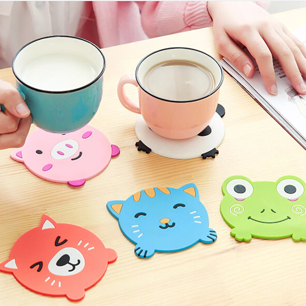 1PC Cartoon Animal Drink Pads Silicone Panda Frog Cat Pig Mat Cup Bar Mug Dining Table Placemat Coaster Kitchen Accessories | Дом и сад