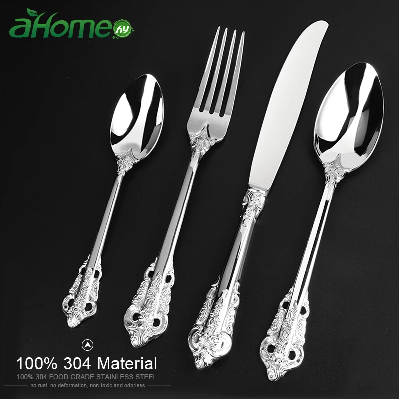 Silver Golden Tableware Stainless Steel Cutlery Set Western Food Tableware Luxury Fork Teaspoon Knife Dinnerware Drop shipping
Silver Golden Tableware Stainless Steel Cutlery Set Western Food Tableware Luxury Fork Teaspoon Knife Dinnerware Drop shipping