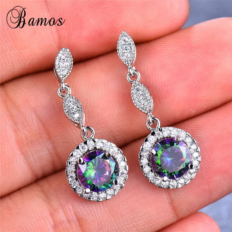 Bamos Unique Round Raibow Stone Drop Earrings For Women Long Leaf Earrings 925 Silver Filled Jewelry Colorful Dangle Earrings
Bamos Unique Round Raibow Stone Drop Earrings For Women Long Leaf Earrings 925 Silver Filled Jewelry Colorful Dangle Earrings