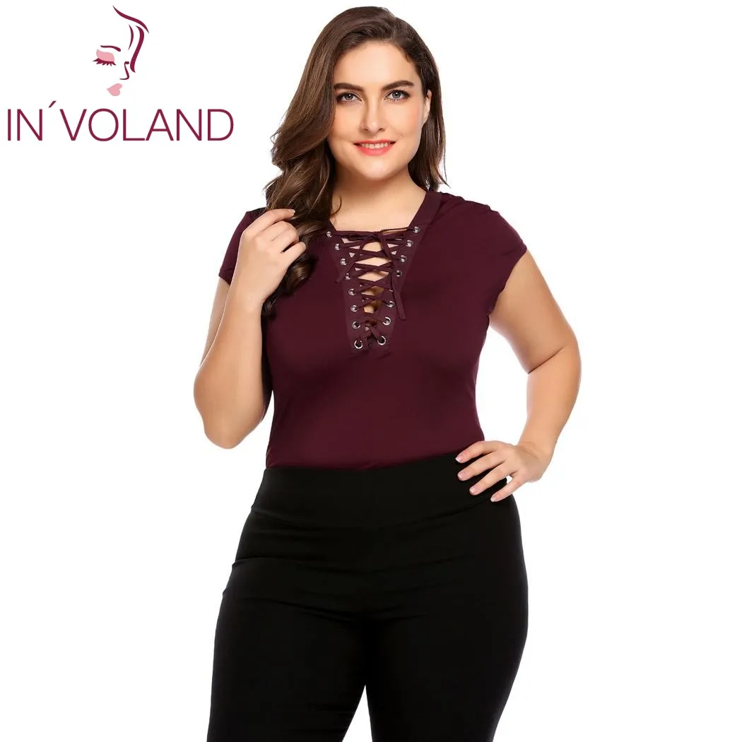 IN'VOLAND Plus Size Women Bodysuit XL-4XL Sexy Lace-up Romper Jumpsuit Short Sleeve Playsuit Large Overall Clubwear Top Big Size
IN'VOLAND Plus Size Women Bodysuit XL-4XL Sexy Lace-up Romper Jumpsuit Short Sleeve Playsuit Large Overall Clubwear Top Big Size