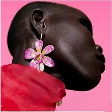 Yhpup Trendy Hipérbole Marca Za Flor Planta Dangle Brincos Naturais Shell Jóias Temperamento para As Mulheres Do Partido Presente Da Jóia 2019(China)