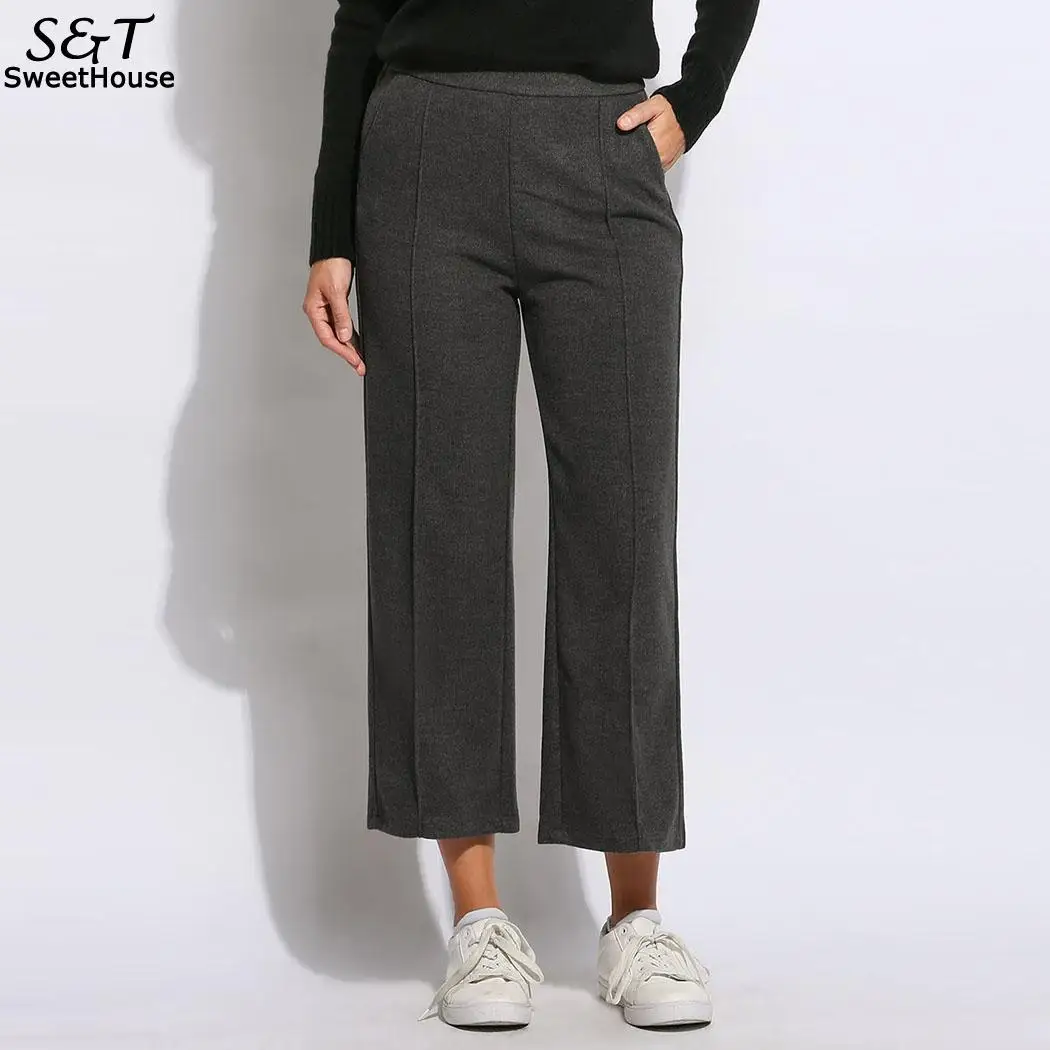 Spring Autumn Pants Women Trousers 2018 Fashion Wide Leg High Waist Solid Fashion Vintage Style Ankle Length Culottes Pants
Spring Autumn Pants Women Trousers 2018 Fashion Wide Leg High Waist Solid Fashion Vintage Style Ankle Length Culottes Pants