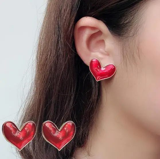 Korean Style Sweet Red Enamel Love Heart Shape Stud Earrings Women Party Jewelry Birthday Gift
Korean Style Sweet Red Enamel Love Heart Shape Stud Earrings Women Party Jewelry Birthday Gift
