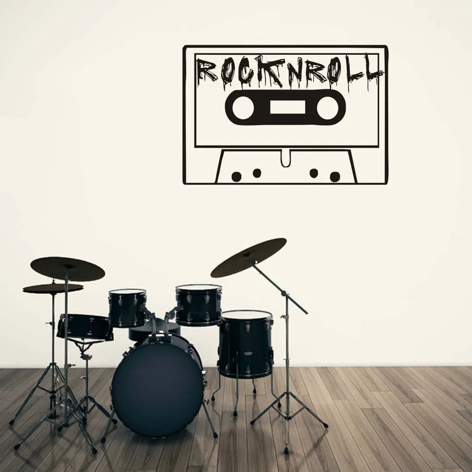 Rocknroll Music Magnetic Cassette Tape Wall Art Murals Vinyl Wall Sticker For Bedroom Home Decor Music Room Removable Wallpaper (1)