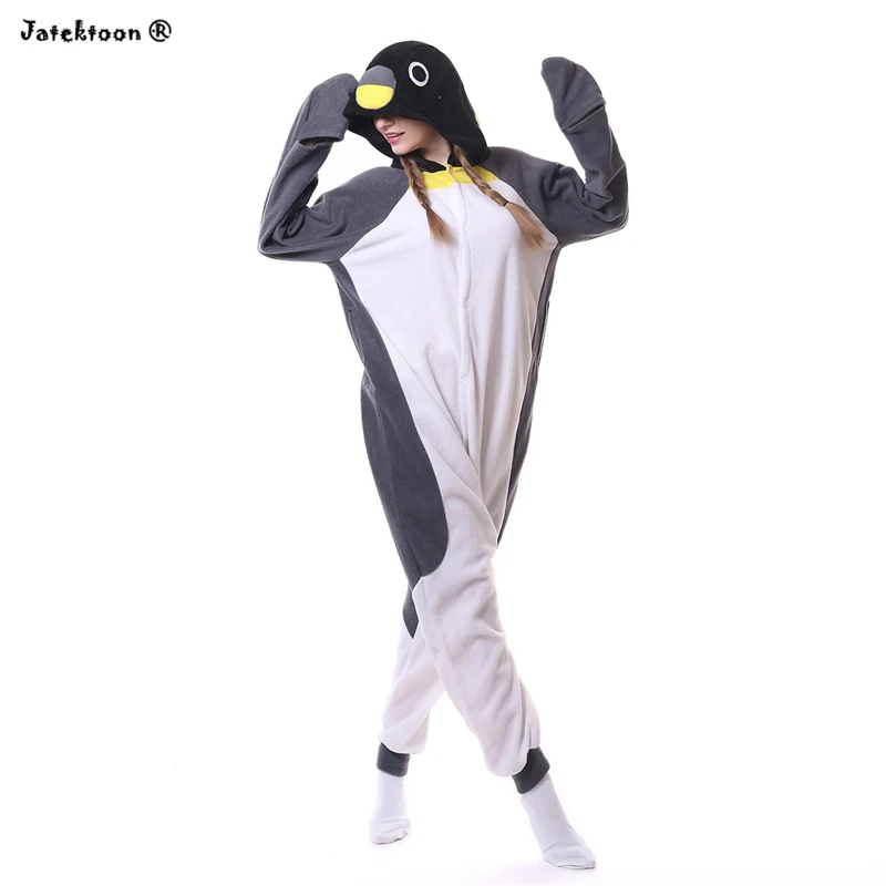 Cute New Winter Anime Pajamas Adult Animal Grey Penguin With Gloves Cosplay Sleepwear Costume Unisex Nightwear |
