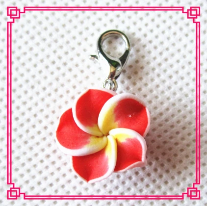 Hot selling 20pcs/lot 10mm red plumeria flower dangle charms lobster clasp for glass floating lockets | Украшения и аксессуары