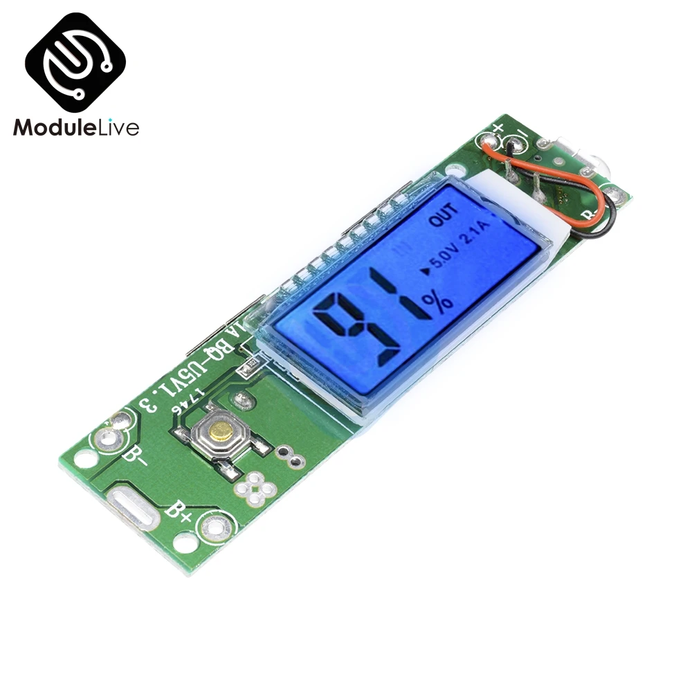 Двойной USB мобильный Банк питания зарядное устройство модуль цифровой ЖК дисплей