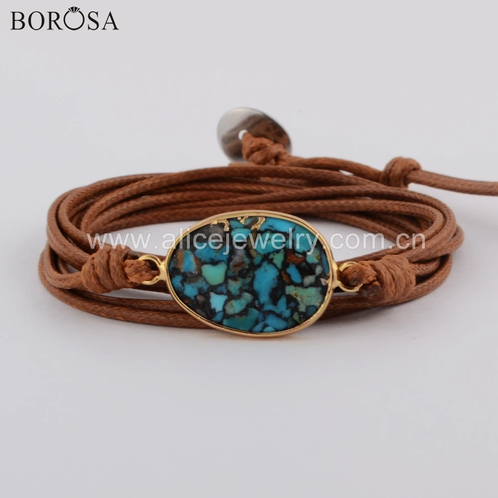BOROSA 5PCS Handcrafted Rope Bracelet Gold/Silver Color Copper Turquoises Charm Wrap Bracelets Boho Style Jewelry HD0023 HD0024
BOROSA 5PCS Handcrafted Rope Bracelet Gold/Silver Color Copper Turquoises Charm Wrap Bracelets Boho Style Jewelry HD0023 HD0024