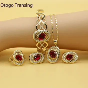 Otogo Transing 2019 Round Red Cubic Zirconia Gold Color Jewelry Sets For Women Earring Pendant Necklace Ring Bracelet SET211
Otogo Transing 2019 Round Red Cubic Zirconia Gold Color Jewelry Sets For Women Earring Pendant Necklace Ring Bracelet SET211