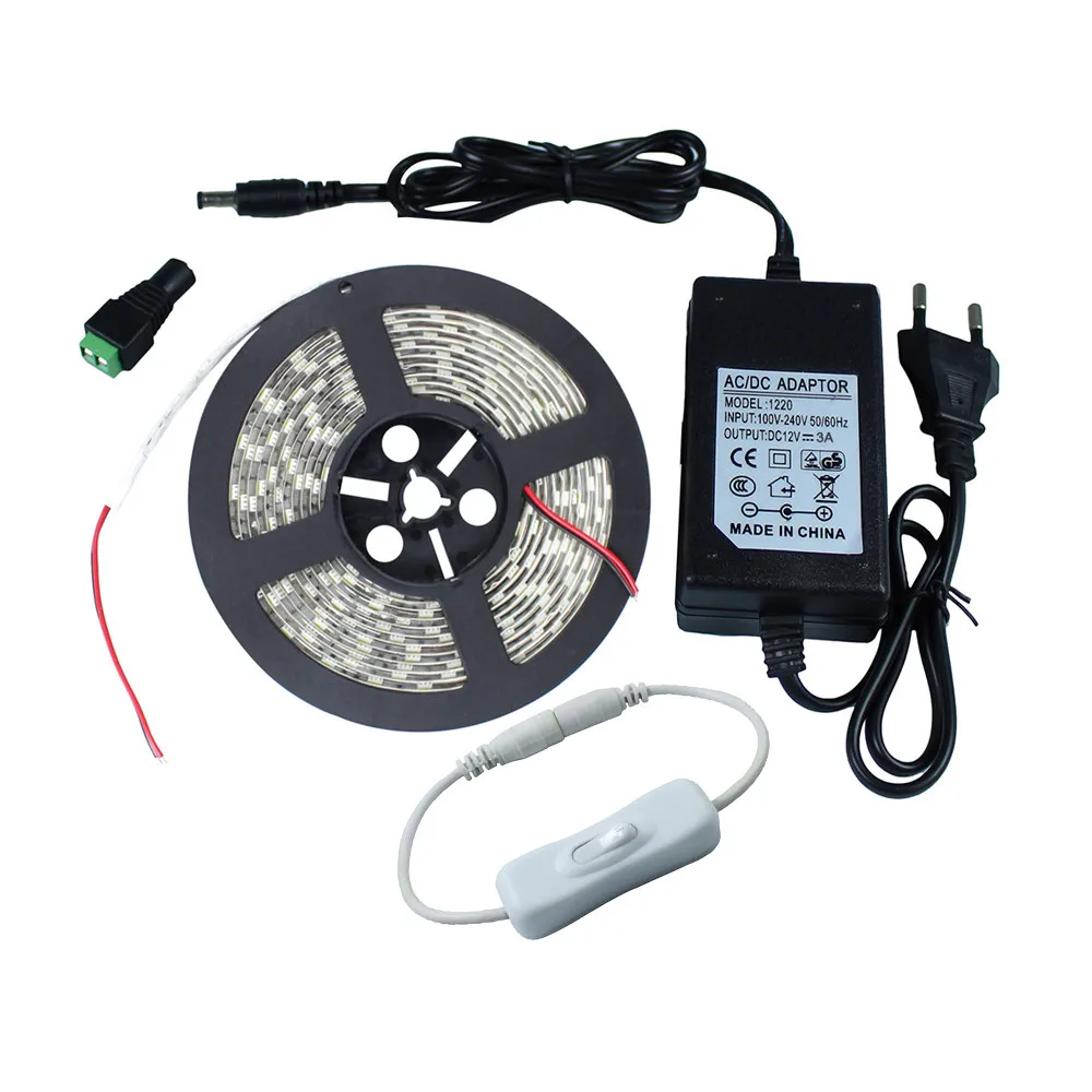 5 Meter 5050 LED Flexible Strip Light +12V3A EU/US Power Adaptor +Switch on/off 300leds IP65 Waterproof Outdoor Indoor Lighting
5 Meter 5050 LED Flexible Strip Light +12V3A EU/US Power Adaptor +Switch on/off 300leds IP65 Waterproof Outdoor Indoor Lighting