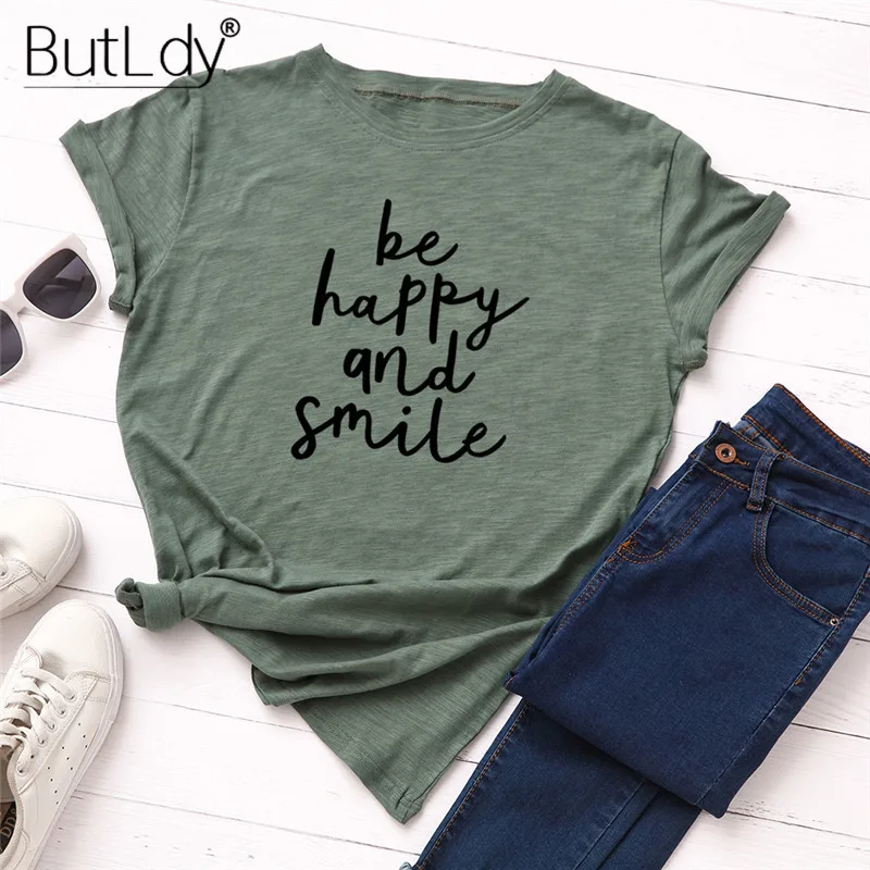Be happy and smile Letter Printed Women T-Shirt Summer 2019 100% Cotton T Shirt Harajuku Casual Tops & Tees Shirts
Be happy and smile Letter Printed Women T-Shirt Summer 2019 100% Cotton T Shirt Harajuku Casual Tops & Tees Shirts