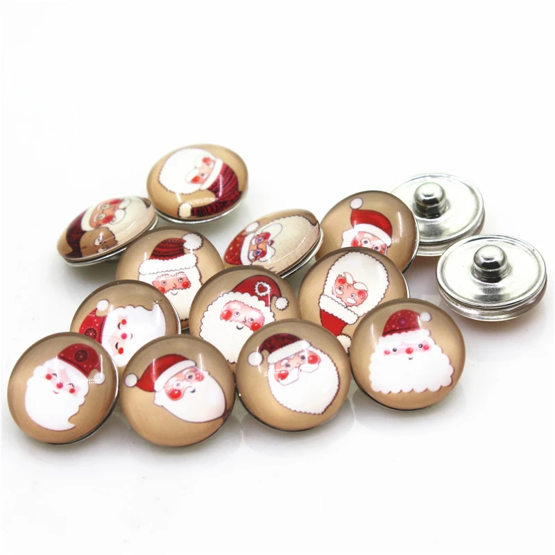 2018 New Arrive 50pcs/lot Mix Glass Christmas Snap Buttons Diy 18mm Button Jewelry Fit Bracelet Snaps Charms | Украшения и
