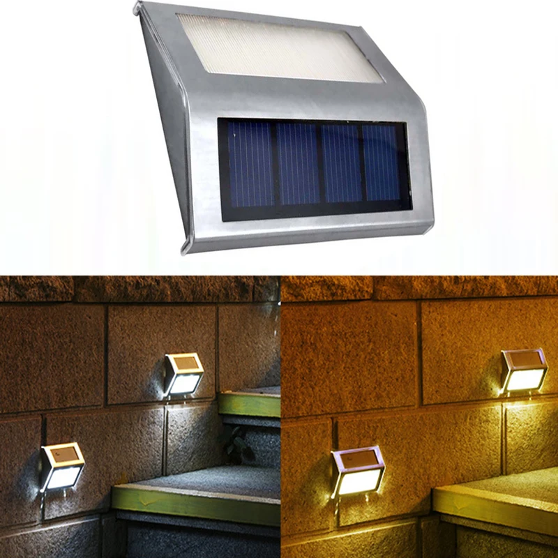 

LED Solar Powered Led Outdoor Wall Light Porch Lights Stainless Stairways Path Landscape Garden Floor Wall Patio Yard Lamp