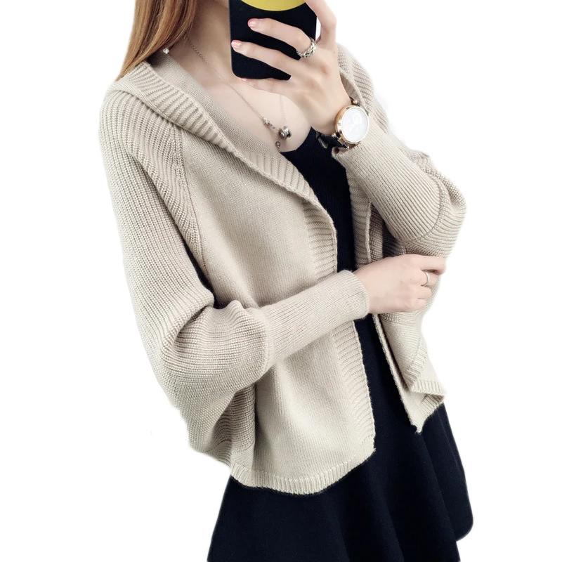 2018 Fahion Spring Autumn New Korean Cardigan Women Loose Open Front Sweater Women's Hooded Bat Sleeve Female Knitted Cardigans
2018 Fahion Spring Autumn New Korean Cardigan Women Loose Open Front Sweater Women's Hooded Bat Sleeve Female Knitted Cardigans
