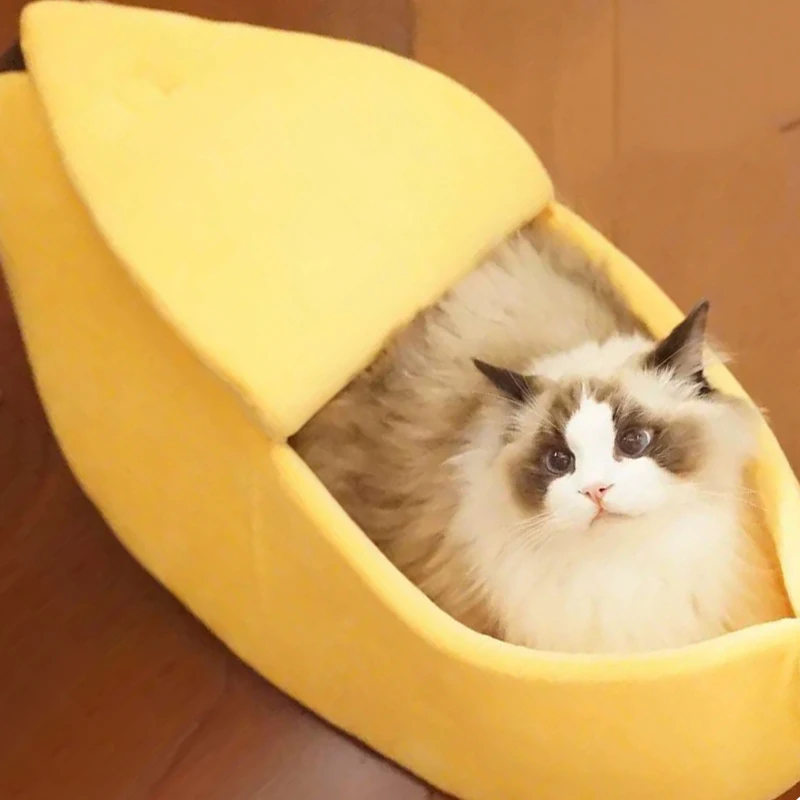 Фото Sponge closed sleeping bag cat nest creative banana model pet house products for | Дом и сад