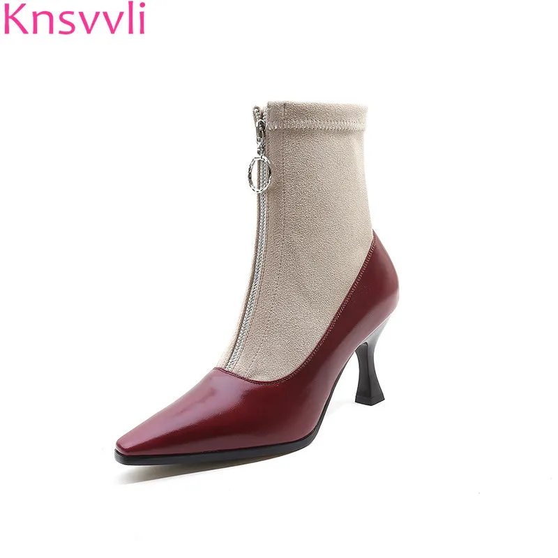Autumm new style stretch boots patchwork sock boots woman square toe mixed color ankle boots for women zip high heel ladies shoe
Autumm new style stretch boots patchwork sock boots woman square toe mixed color ankle boots for women zip high heel ladies shoe
