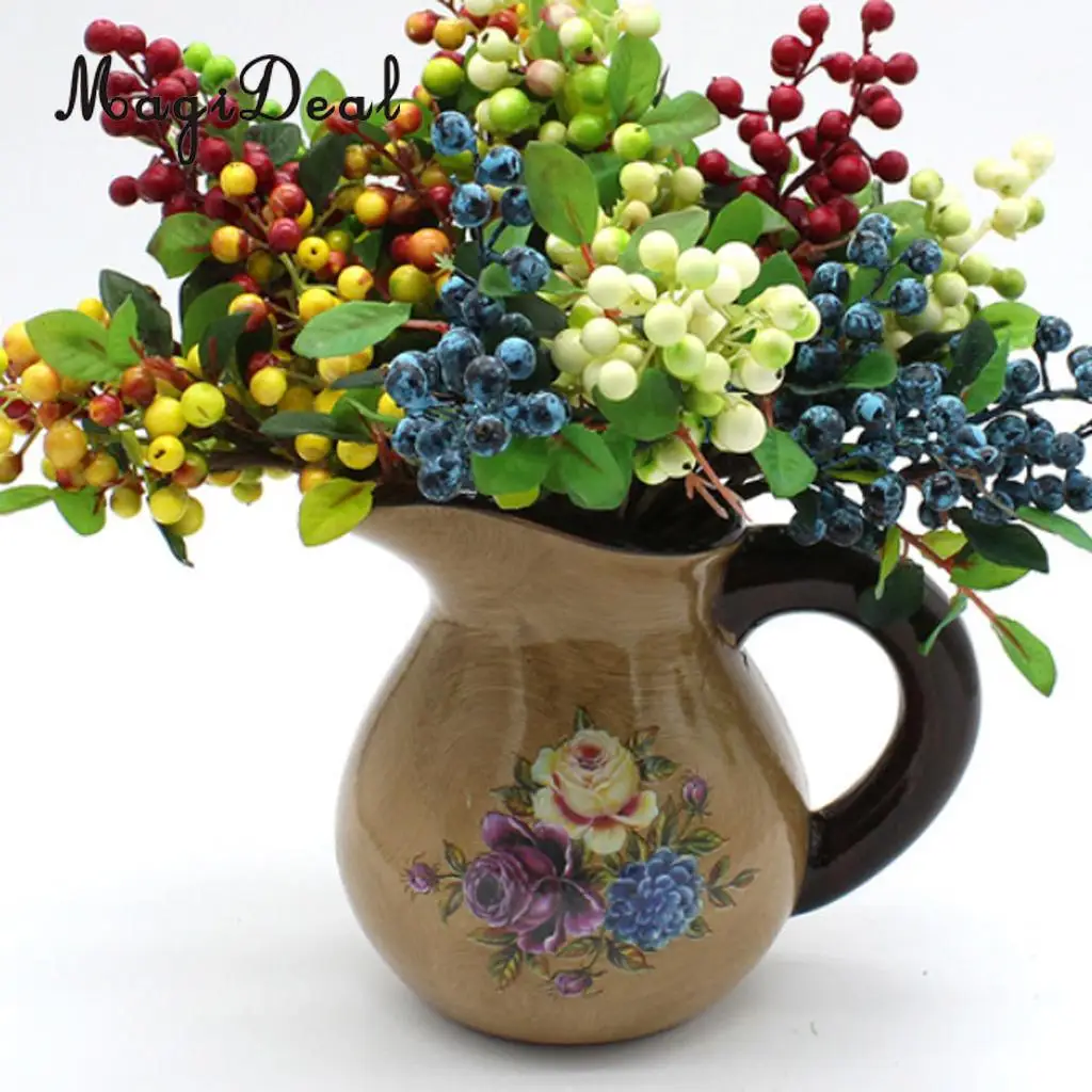 25x Artificial Berry Fruits Simulation Flowers Wedding Bouquet Decoration DIY Floral Craft Pink