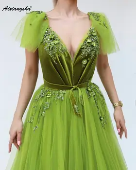 Applie Green Evening Dresses Long A-Line V-Neck Lace Appliques Beaded Evening Dresses Formal Party Gowns Vestido de festa
Applie Green Evening Dresses Long A-Line V-Neck Lace Appliques Beaded Evening Dresses Formal Party Gowns Vestido de festa