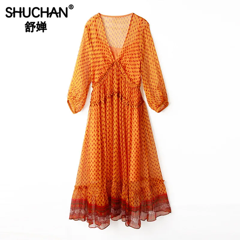 Shuchan Vestidos Largos De Verano V-Neck Summer Sundresses and Dresses 2019 Natural Silk High Quality Dresses new R10808
Shuchan Vestidos Largos De Verano V-Neck Summer Sundresses and Dresses 2019 Natural Silk High Quality Dresses new R10808