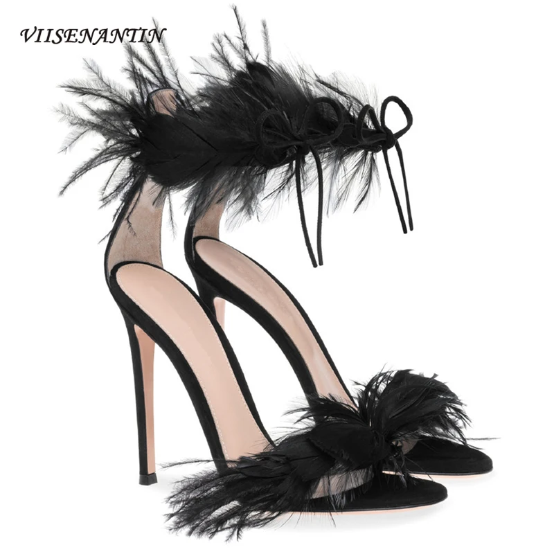 VIISENANTIN Black White Lady Sexy Party Shoe Feather Strap Open Toe Shoe Thin Heel Stiletto All-match Nice Dress Sandal Summer
VIISENANTIN Black White Lady Sexy Party Shoe Feather Strap Open Toe Shoe Thin Heel Stiletto All-match Nice Dress Sandal Summer