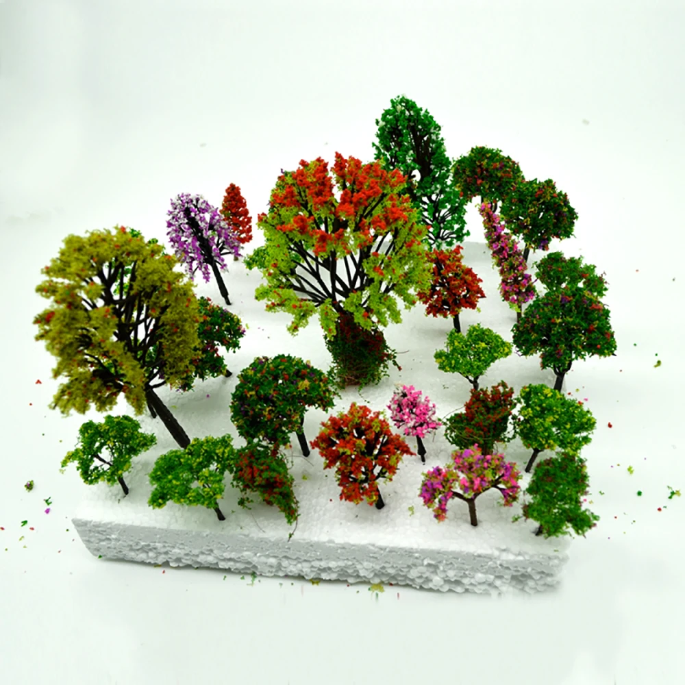 3 12 см различные типы модели цветного дерева масштаб миниатюрные садовые