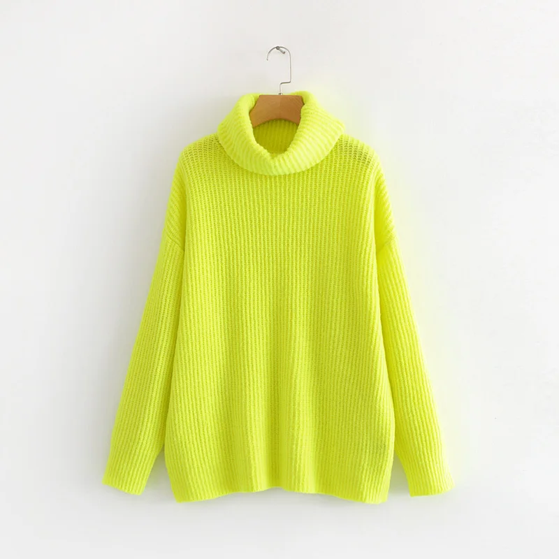 Women Neon Sweater Knitted Green Fuchsia Pink Solid Turtleneck Pullovers Long Casual Winter Loose Sweater Oversize
Women Neon Sweater Knitted Green Fuchsia Pink Solid Turtleneck Pullovers Long Casual Winter Loose Sweater Oversize