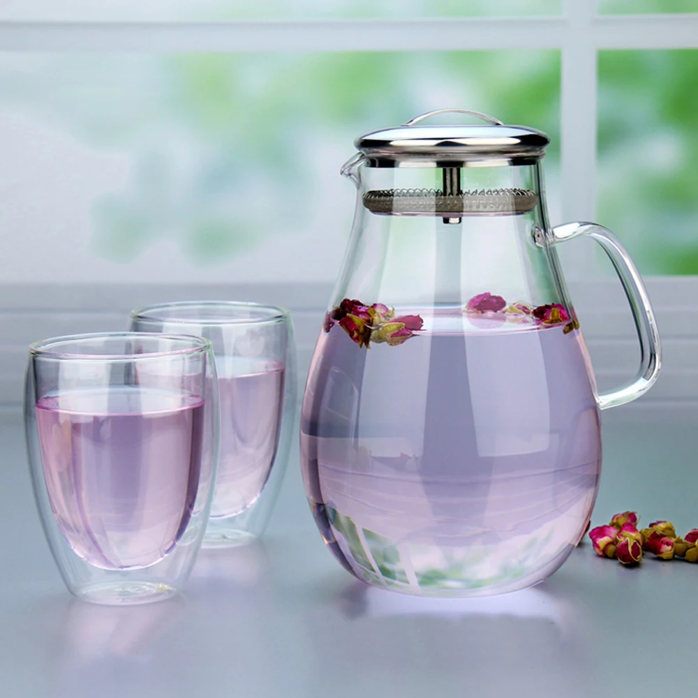 3/PC 2.0L Iced Tea Jug 2 pcs 350ml Double wall Glass Cup Borosilicate Glass Bottle Modern Design Home Juice Utensil Milk Pitcher
3/PC 2.0L Iced Tea Jug 2 pcs 350ml Double wall Glass Cup Borosilicate Glass Bottle Modern Design Home Juice Utensil Milk Pitcher