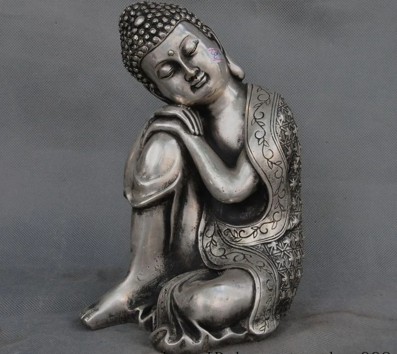 10"Old Tibet buddhism Fane Silver Sleep Rest sakyamuni Shakyamuni buddha statue
10"Old Tibet buddhism Fane Silver Sleep Rest sakyamuni Shakyamuni buddha statue