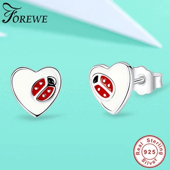 FOREWE 100% 925 Sterling Silver Heart Ladybug Stud Earrings with Enamel Small Earrings for Women Children Girls Kids Jewelry 
FOREWE 100% 925 Sterling Silver Heart Ladybug Stud Earrings with Enamel Small Earrings for Women Children Girls Kids Jewelry