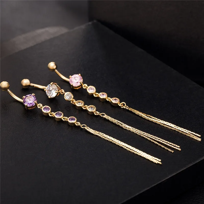 Fashion Long Tassel CZ Piercings Jewelry Womens Sexy Belly Button Ring Dangle Clear Navel Bar Gold Dangle Body Jewelry Piercing
Fashion Long Tassel CZ Piercings Jewelry Womens Sexy Belly Button Ring Dangle Clear Navel Bar Gold Dangle Body Jewelry Piercing