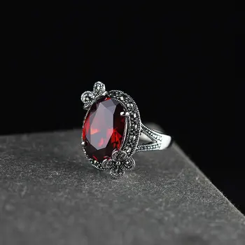 Authentic Silver Ring 925 Engagement Vintage Rings For Women With Natural Red Garnet Stone Adjustable Fine Jewelry Anelli
Authentic Silver Ring 925 Engagement Vintage Rings For Women With Natural Red Garnet Stone Adjustable Fine Jewelry Anelli