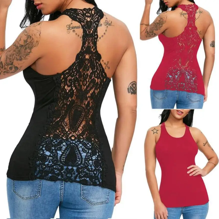 Fashion Sexy Womens U Neck Lace Trim Racerback Tank Tops Hollow Out Vest summer top summer tops for women 2019
Fashion Sexy Womens U Neck Lace Trim Racerback Tank Tops Hollow Out Vest summer top summer tops for women 2019