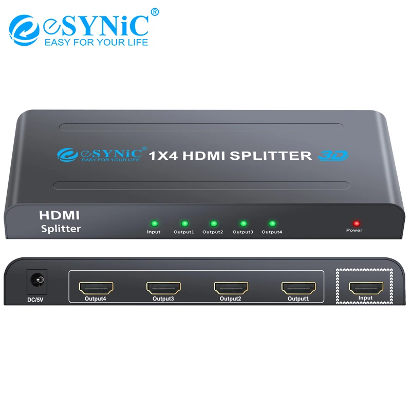 4 Port HDMI Splitter With Power Supply 1 In 4 Out Support 3D 1080p Full HD 1x4 Hdmi 1.3 Distributor for HDTV DVD Player PS4
4 Port HDMI Splitter With Power Supply 1 In 4 Out Support 3D 1080p Full HD 1x4 Hdmi 1.3 Distributor for HDTV DVD Player PS4