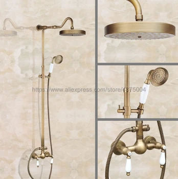 Antique Brass Bathroom Rainfall Shower Faucets Set Double Handle Mixer Tap Wall Mounted Bath Showers Sets Nan519
Antique Brass Bathroom Rainfall Shower Faucets Set Double Handle Mixer Tap Wall Mounted Bath Showers Sets Nan519