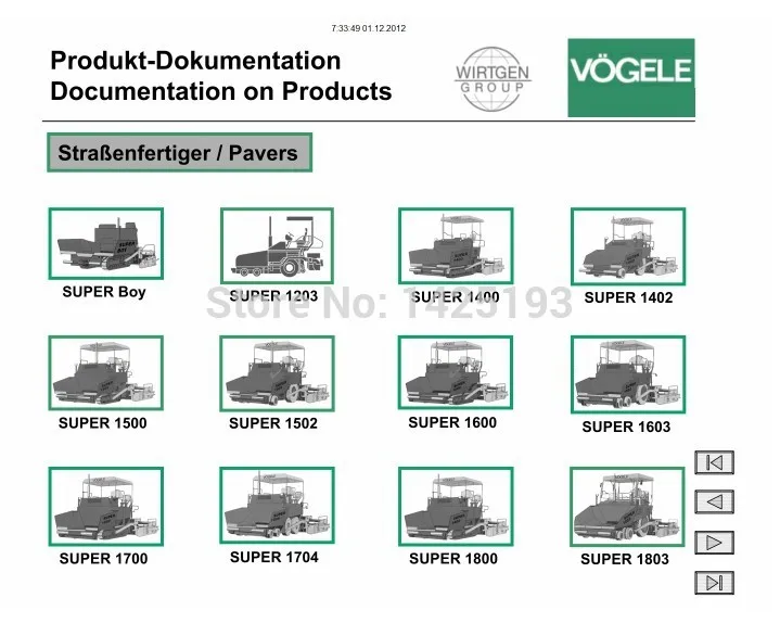 Vogele electronic spare parts catalog service manual wiring diagrams and operation manuals.
Vogele electronic spare parts catalog service manual wiring diagrams and operation manuals.