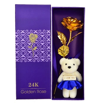 Rose Valentine's Day Gift Golden Rose Flower with Little Bear Blue
Rose Valentine's Day Gift Golden Rose Flower with Little Bear Blue