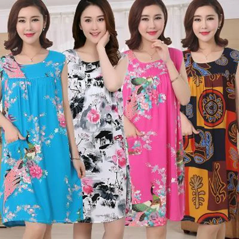 Women Sleeveless Shoulder Cotton Mom Nightwear Club Dress Coton nightgown Loose Vestido Size Home Sleepwear
Women Sleeveless Shoulder Cotton Mom Nightwear Club Dress Coton nightgown Loose Vestido Size Home Sleepwear