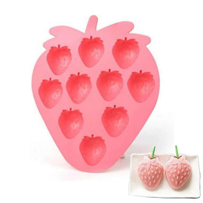 

DINIWELL Strawberry Shape Silicone Cake Mold For Ice Frozen Cube Tray Cute Maker Jelly Pudding Craft Soaps Bar Party Drink Mould