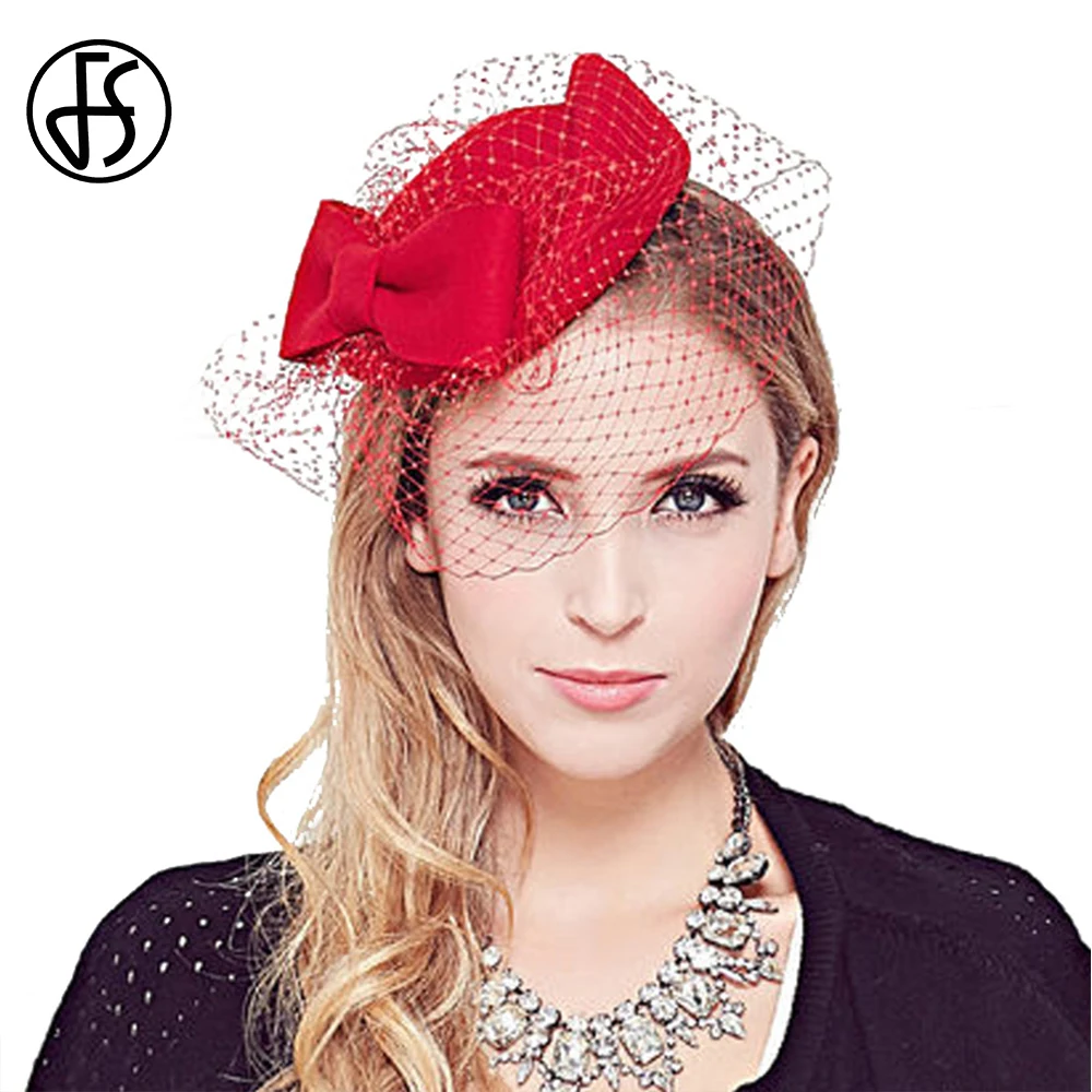 FS 100% Wool Church Fedora Bowknot Fascinators For Women Elegant With Veil Black Red Lady Vintage Cocktail Wedding Pillbox Hat
FS 100% Wool Church Fedora Bowknot Fascinators For Women Elegant With Veil Black Red Lady Vintage Cocktail Wedding Pillbox Hat
