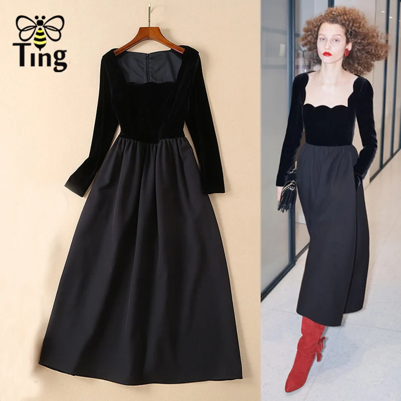 Tingfly Vintage Elegant Velvet Party Dresses Women Square Collar Midi Long A Line Black Dress Fashion Recro Designer Vestidos
Tingfly Vintage Elegant Velvet Party Dresses Women Square Collar Midi Long A Line Black Dress Fashion Recro Designer Vestidos