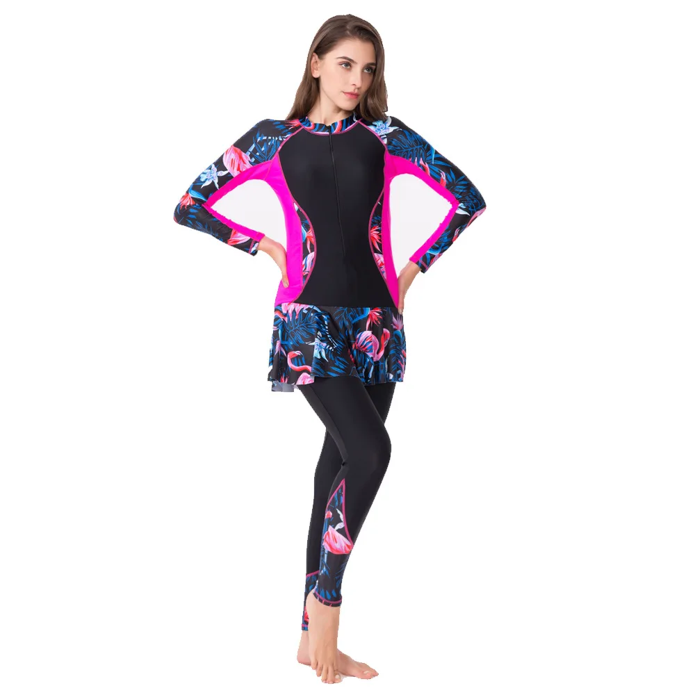 2019 New Women One Piece Skirt Swimsuit Sports Bathing suit Plus Size Swimwear Print Long Sleeve Pants Zipper Surf suit
2019 New Women One Piece Skirt Swimsuit Sports Bathing suit Plus Size Swimwear Print Long Sleeve Pants Zipper Surf suit