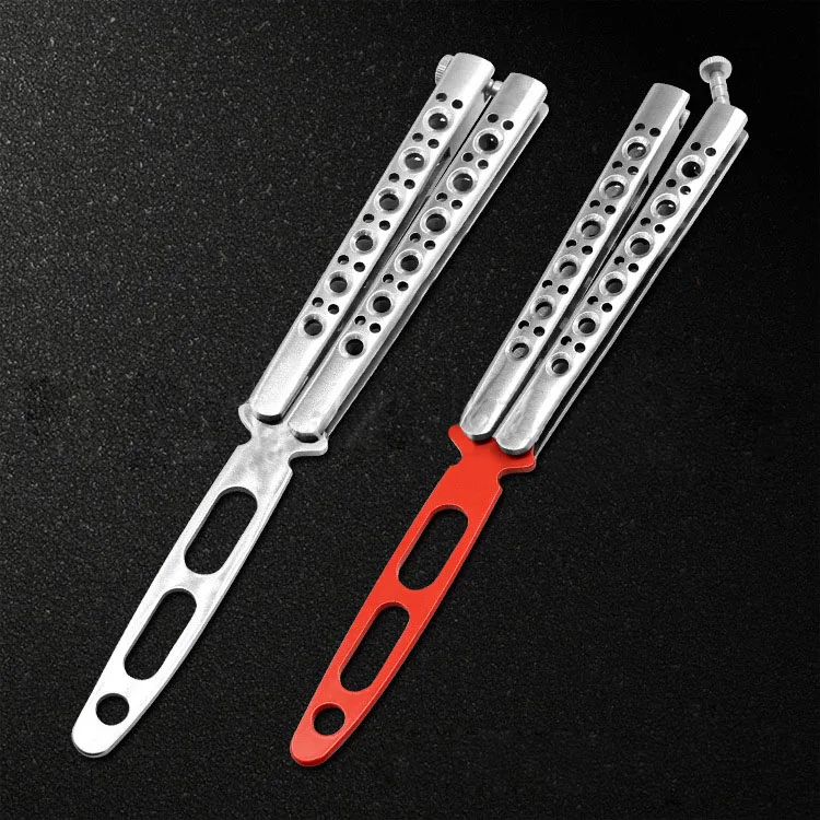 Stainless Steel butterfly Training Knife folding knife butterfly cosplay knife knife no edge dull tool with big hole balde
Stainless Steel butterfly Training Knife folding knife butterfly cosplay knife knife no edge dull tool with big hole balde