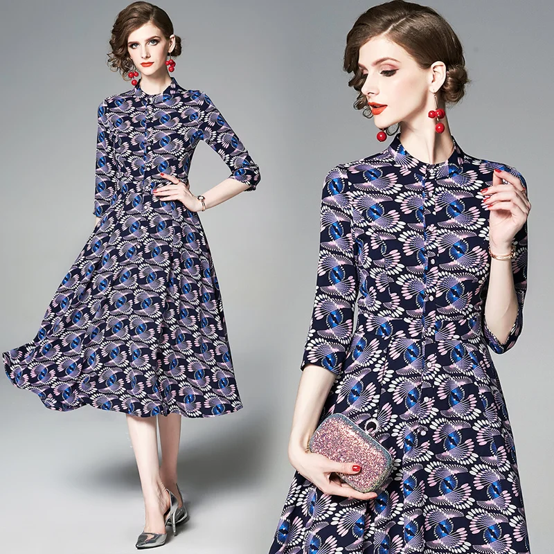 Vintage Pattern Print Dress Women Sexy Elegant 2019 Summer Single-Breasted Big Swing Office Ladies Female Party Midi Dresses
Vintage Pattern Print Dress Women Sexy Elegant 2019 Summer Single-Breasted Big Swing Office Ladies Female Party Midi Dresses