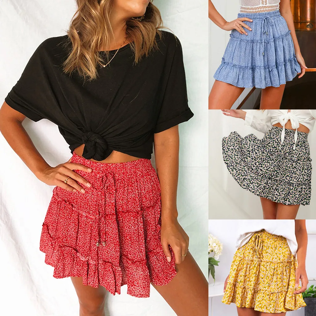 2019 Newly Fashion Lady Beach Women Summer Casual Bohe High Waist Ruffled Floral Print Bohemian Beach Short Skirtjupe femme 50
2019 Newly Fashion Lady Beach Women Summer Casual Bohe High Waist Ruffled Floral Print Bohemian Beach Short Skirtjupe femme 50