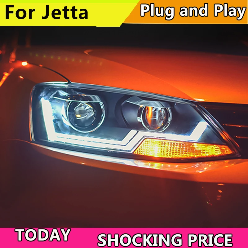 

doxa 2PCS Car Style LED headlights for VW Jetta 2011-2017 for Jetta head lamp LED Lens Double Beam H7 HID Xenon bi xenon lens