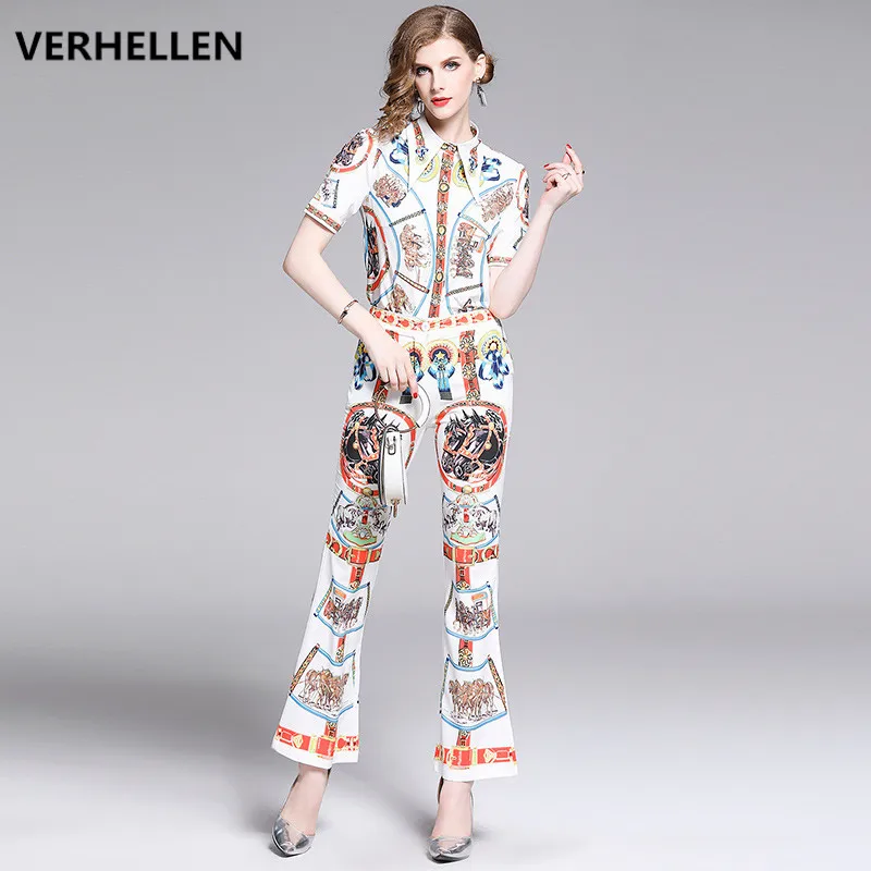 VERHELLEN High Quality Fashion Designer Runway Sets 2019 Summer Women Short Sleeve Gorgeous Print Shirt Tops+Pants Two Piece Set
VERHELLEN High Quality Fashion Designer Runway Sets 2019 Summer Women Short Sleeve Gorgeous Print Shirt Tops+Pants Two Piece Set